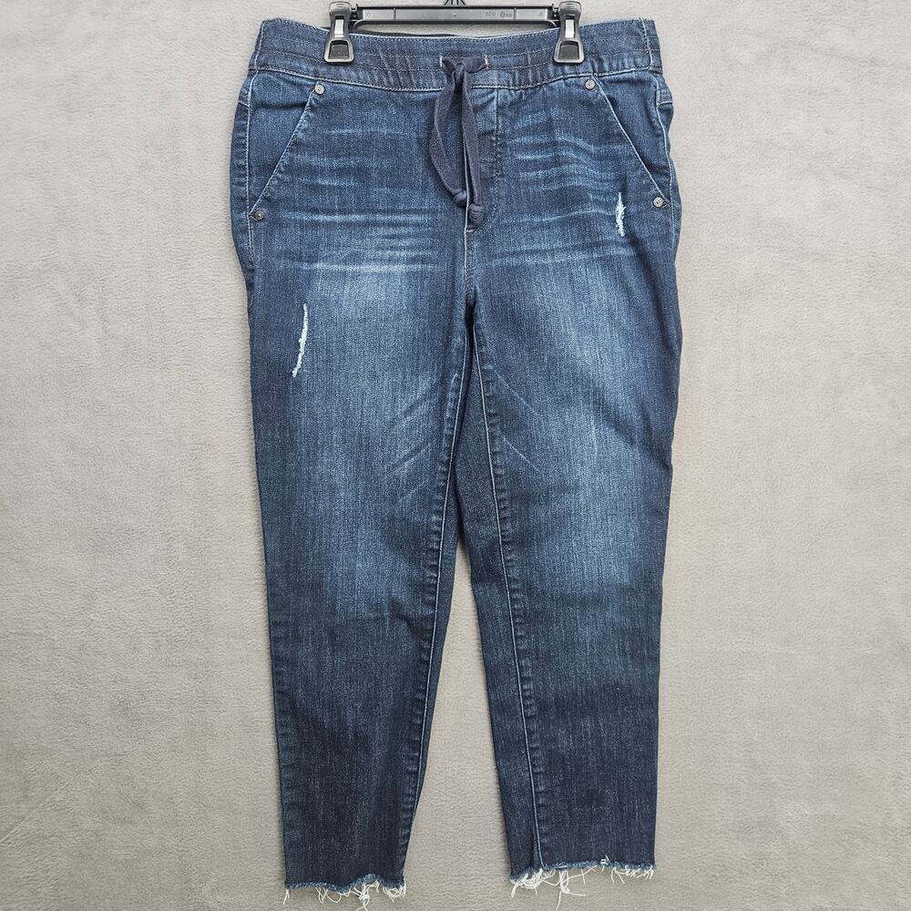 Democracy High Rise Drawstring Jeans Raw Hem Relaxed‎ Crop Size 6